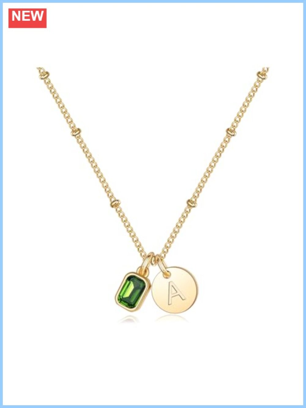 14k Gold Plated Initial Birthstone Necklace Personalized Jewelry Gift